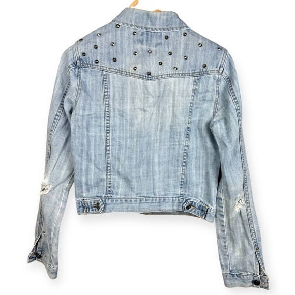 Vintage Forever 21 Studded Distressed Jean Jacket - Picture 3 of 6